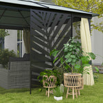 Paravent séparateur de jardin balcon décoratif extérieur à motif végétal en acier 122 x 45 x 198 cm noir