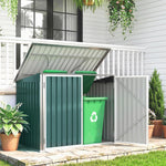 Cache Poubelle Extérieur en Acier Galvanisé pour 2 Poubelles, Double Porte, Couvercle Pneumatique, 180x108x130cm, Vert