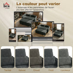Canapé convertible 2 places 3 en 1, canapé-lit clic clac en chenille avec dossier réglable, porte-gobelets, gris foncé-7