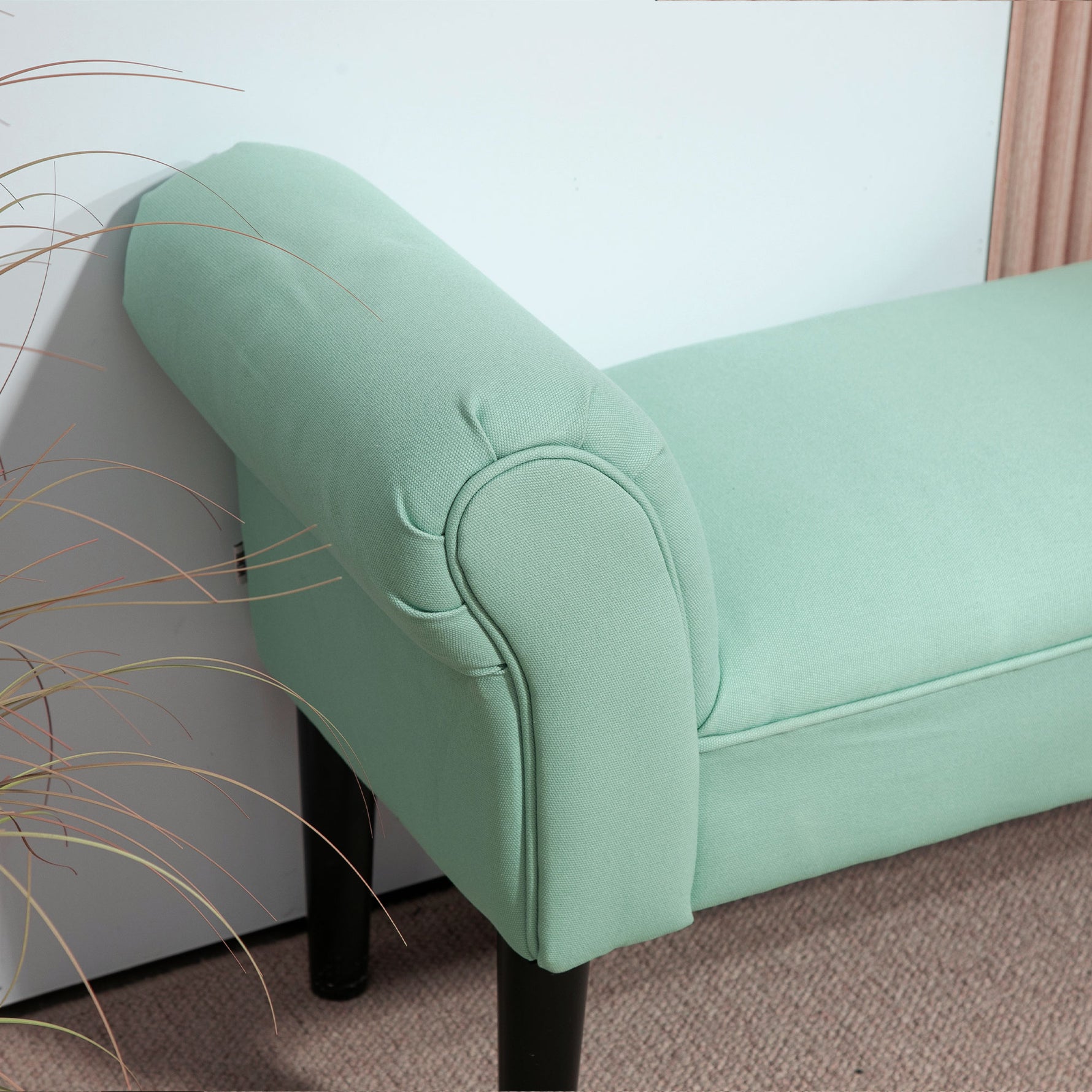 Banc Entrée Bout de Lit Rembourré pour Chambre à Coucher, Tissu à Voile, vert, 102 x 36 x 51 cm