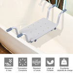 Badewannensitz – verstellbarer Einhängesitz – Duschhocker – Maße 73–83L x 22B x 18H cm – Aluminium/HDPE Weiß