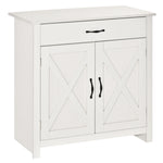 Buffet salon, meuble de rangement avec tiroir, 2 portes de grange et étagère réglable, 80 x 39,7 x 80 cm, blanc