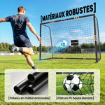 But de Football pour Enfant et Adulte 3 x 2 m, Envoloppé Mousse de Protection, 7 Piquets de Sol, Filet en PE, Jaune