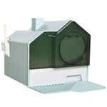 Maison de toilette bac à litière pour chat design maisonnette avec pelle, filtre et tapis dim. 47L x 45l x 42H cm bleu