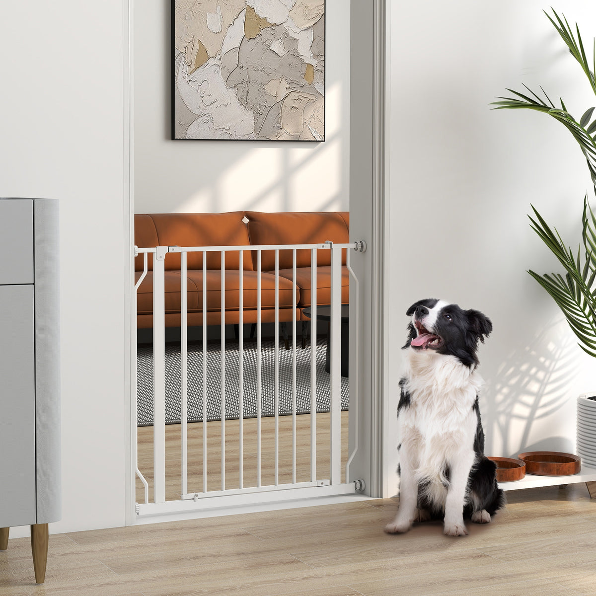 Cancelletto di sicurezza cancelletto per animali domestici lunghezza regolabile dim. 75-85L x 76A cm bianco