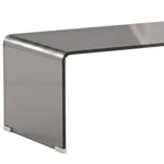 Table Basse en Verre, Table de Salon Rectangulaire Design Moderne avec Bords Arrondis Sûrs, Gris Clair Transparent-8