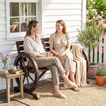 Banc de Jardin banc 3 places banc en bois Style Rustique Chic accoudoirs Roues Charette Bois Sapin traité carbonisation