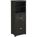 Armoire de cuisine buffet cuisine vaisselier meuble de rangement multi-rangements dim. 60I x 30P x 162H cm noir
