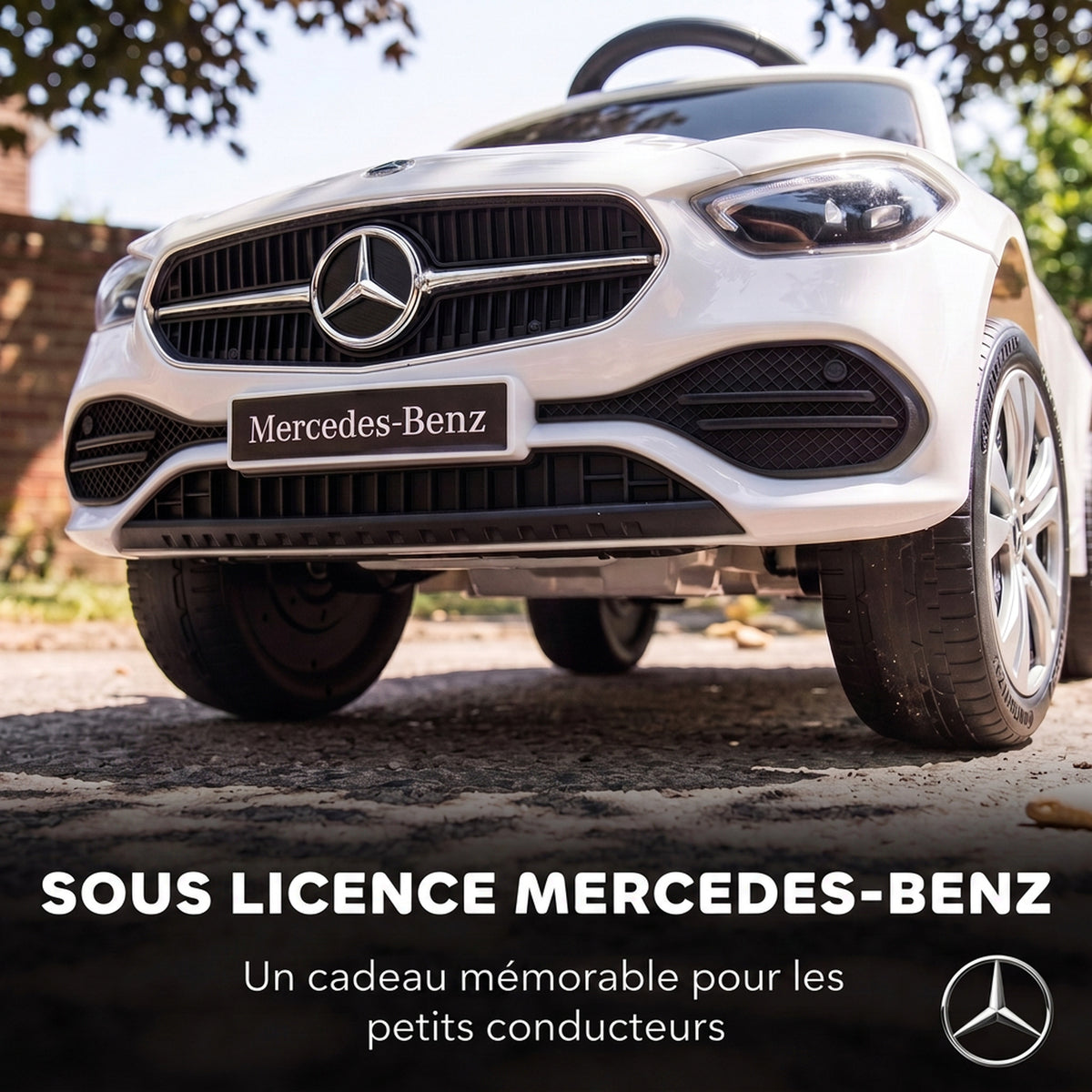 Porteur Enfants 3 en 1 Mercedes-Benz sous Licence, Garde-Corps, Espace de Rangement, Klaxon, 83x40x90cm, Blanc