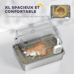 Bac à litière fermé XL en acier inoxydable, maison de toilette pour grand chat, 60,2 x 40,2 x 43,3 cm, gris clair