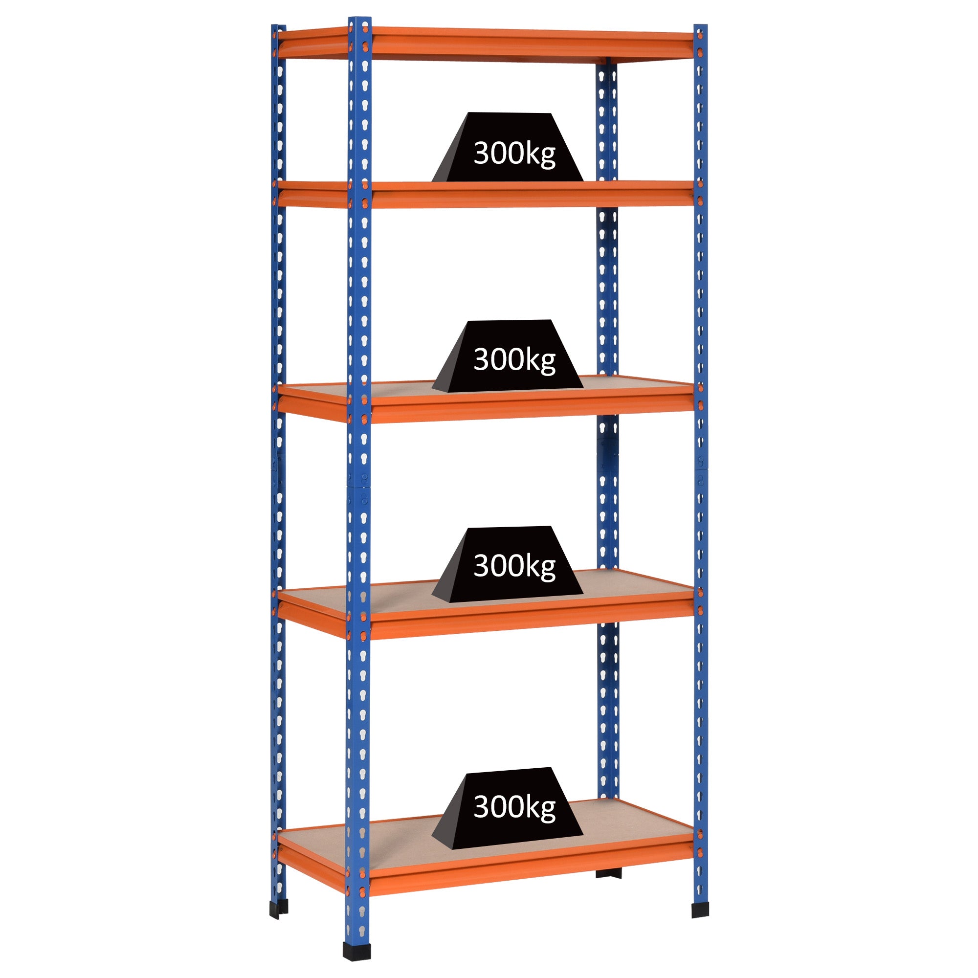 Étagère en métal de garage 5 niveaux capacité 1500 kg 80 x 40 x 182 cm bleu orange