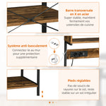 Küchenregal Mikrowellenhalterung mit 2 USB-Ladegeräten und 2 Steckdosen, 5 Haken und verstellbarem Fachboden