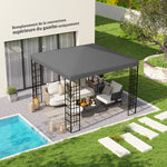 Toile de rechange pour pavillon toile de tonnelle trous de drainage protection solaire UPF30+ 3 x 3 m gris foncé