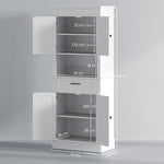 Buffet de cuisine armoire de cuisine multi-rangements 2 placards 2 portes tiroir niche MDF panneaux particules E1 blanc