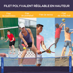 Filet de badminton, filet portable, hauteur ajustable 107-155 cm, avec sac de transport, cadre métallique, noir, bleu