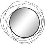 Espejo redondo de metal con perfil negro, decoración de estilo moderno, diámetro Φ65 cm
