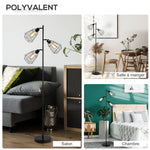 Lampadaire design industriel 3 ampoules max. 40 W abat-jour cage métal noir