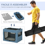 Sac de transport pliable pour animaux de compagnie avec poignée tissu en maille 69 x 51 x 51 cm bleu noir