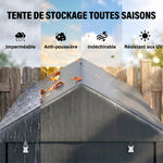 Abri de jardin tente de stockage portable avec cadre en métal galvanisé et grande porte, 1,2 x 1,8 m