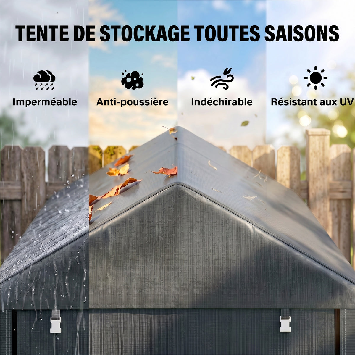 Abri de jardin tente de stockage portable avec cadre en métal galvanisé et grande porte, 1,2 x 1,8 m