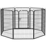 Luxury modular epoxy steel playpen with lockable door for dogs, rabbits, rodents, small animals, indoor and outdoor 80 x 100 cm black