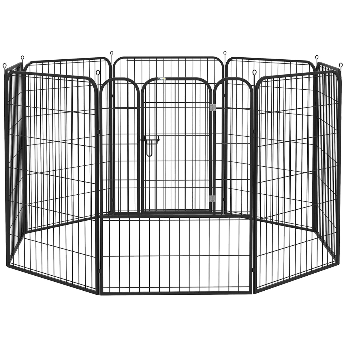 Luxury modular epoxy steel playpen with lockable door for dogs, rabbits, rodents, small animals, indoor and outdoor 80 x 100 cm black