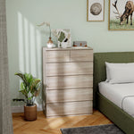 Commode 6 tiroirs meuble de rangement sans poignées design minimaliste 80 x 39 x 115 cm bois naturel