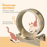 Roue d'exercice pour chat roue de course pour chat frein sécurisé et tapis de grattage amovible silencieux 91 cm marron
