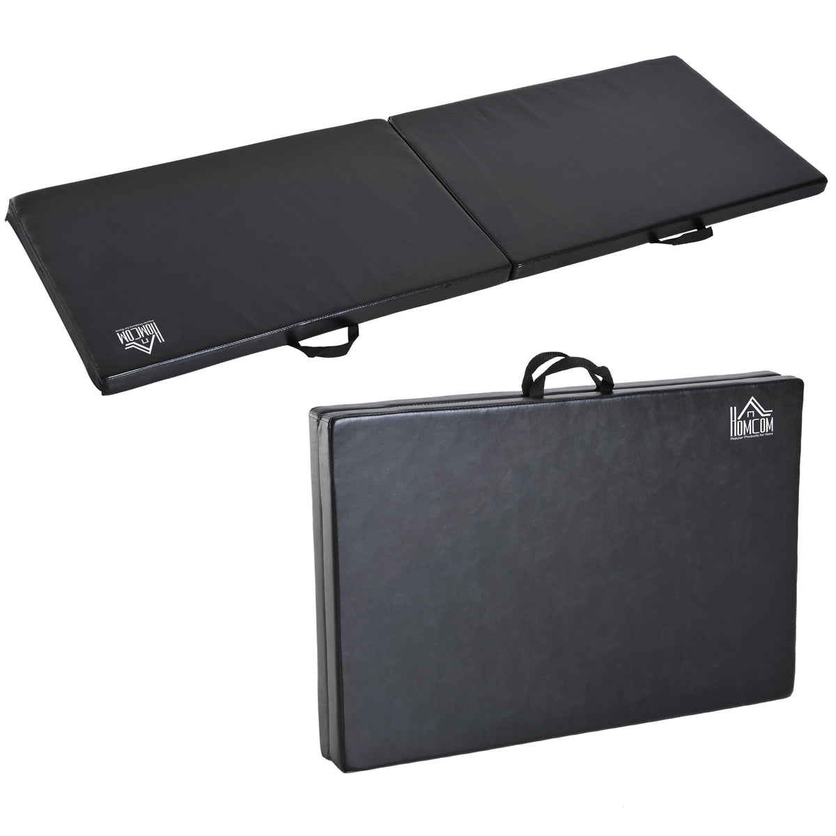 Tapis de gymnastique yoga pilates fitness pliable portable grand confort 180L x 60l x 5H cm revêtement synthétique noir