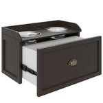Gamelles Chiens Surélevées, Porte-Gamelles Surélevé Rangement 2 en 1, Tiroir, 2 Gamelles, 60x30x36cm, Marron Café
