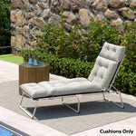 Coussin bain de soleil épais coussin chaise longue 190 x 56 x 10 cm, UPF20+, matelas transat six attaches, gris clair