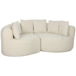 Canapé 3 Places Incurvé en Chenille 188 cm, Canapé Salon avec Assise Profonde, 6 Coussins, Rembourrage Épais, Crème
