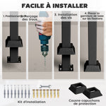 Rampe d'escalier 1 à 3 marches garde-corps pour escalier réglable 0-45° avec kit d'installation 71 x 8 x 148 cm noir