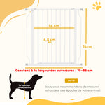 Cancelletto di sicurezza cancelletto per animali domestici lunghezza regolabile dim. 75-85L x 76A cm bianco