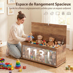 Coffre de rangement, banc de rangement avec couvercle rabattable et charnières de sécurité, 100 x 40 x 40 cm, marron