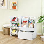 Meuble rangement enfant rangement jouet enfant 6 bacs amovibles et grand coffre à roulettes 100 x 30 x 80 cm blanc