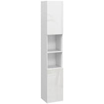 Meuble colonne de salle de bain 2 placards avec étagères réglables + 2 niches 30 x 30 x 181,5 cm blanc