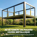 Salon de Jardin Mobilier de Terrasse 3 Pièces 4 Places Modulable avec Accoudoir Réglable Coussins Épais 16cm Gris-7