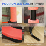 Trampoline Enfant Ø 1,63 × 1,9H m Filet de sécurité Porte zipée Couvre-Ressorts 6 poteaux rembourrés Inclus Rouge