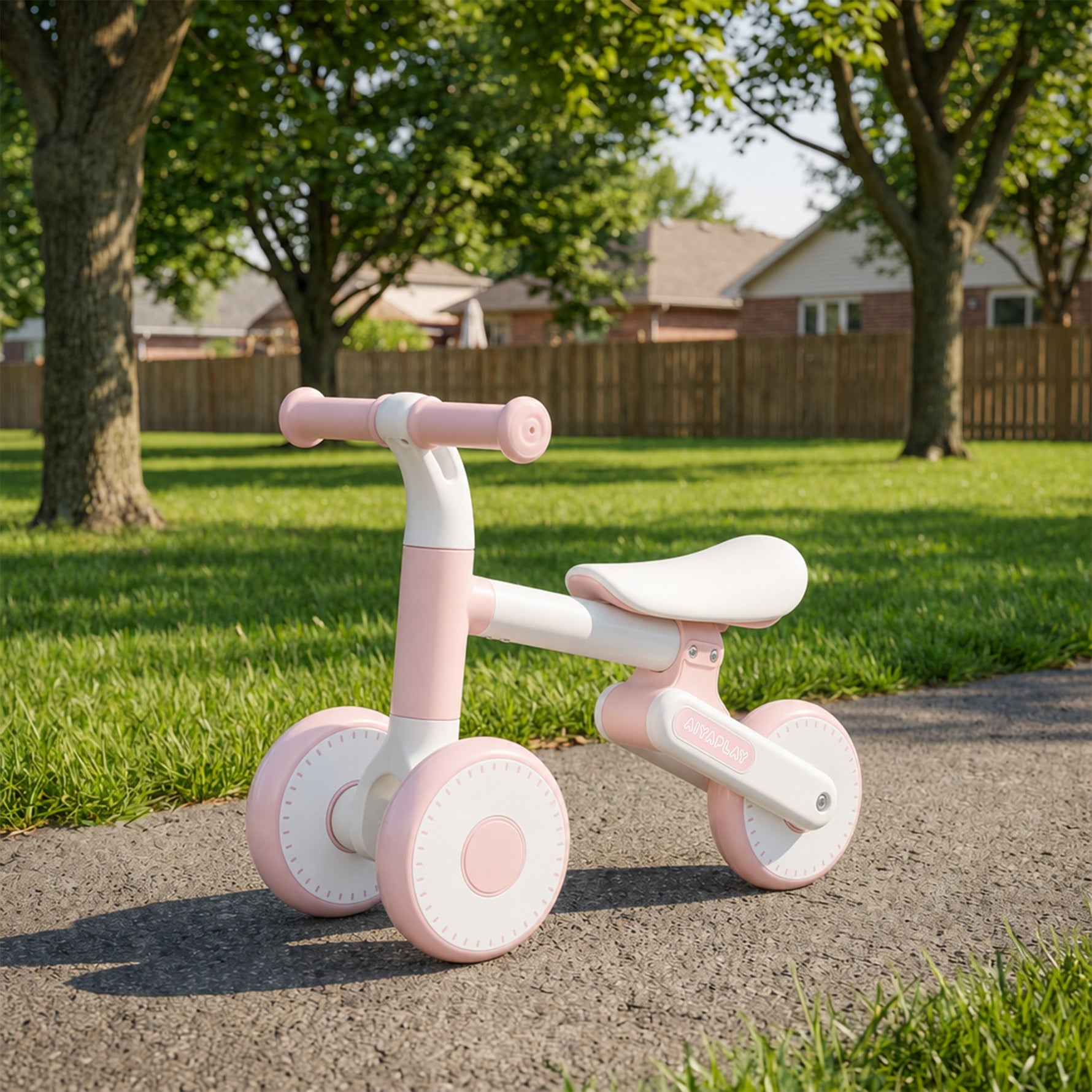 Draisienne Bébé 1-2 Ans Pliable, Siège Réglable, Direction Limitée à 135°, Pneus EVA Silencieux, 52x23x36,5cm, Rose