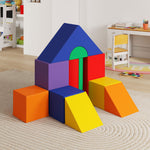 Parcours motricité bébé 11PCS, module motricité bébé en mousse EPE avec housse en revêtement synthétique, blocs mousse de construction, jouets éducatifs pour enfants de 1-3 ans, multicolore