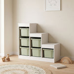 Meuble de rangement pour jouets des enfants avec 6 bacs amovibles, 3 niveaux de rangement, 96 x 38,5 x 90, vert