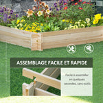 Jardinière en bois carré potager de jardin sans fond facile à assembler 100 x 100 x 16 cm en bois massif bois naturel