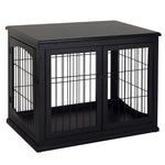 Cage pour chien animaux meuble cage chien intérieur en bois MDF classe E1 3 portes verrouillables max. 30 Kg dim. 81L x 58l x 66H cm noir