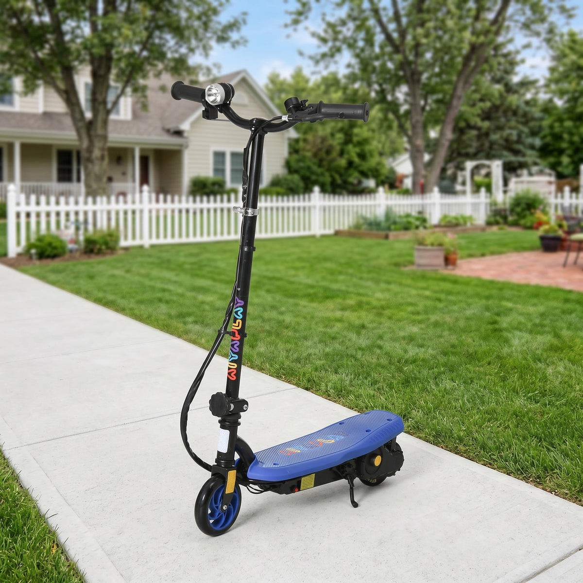 Trottinette électrique 120 W pliable pour enfant 7-14 ans 12 Km/h max. autonomie 10 Km max. bleu