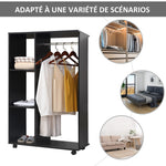 Armoire penderie Armoire de Rangement Mobile Panneaux de Particules Noir