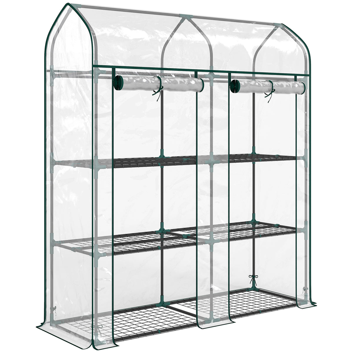 Serre de Jardin, Petite Serre de Balcon étagères 3 niveaux en Bâche PVC et Châssis Acier, 143 x 46 x 165 cm, transparent