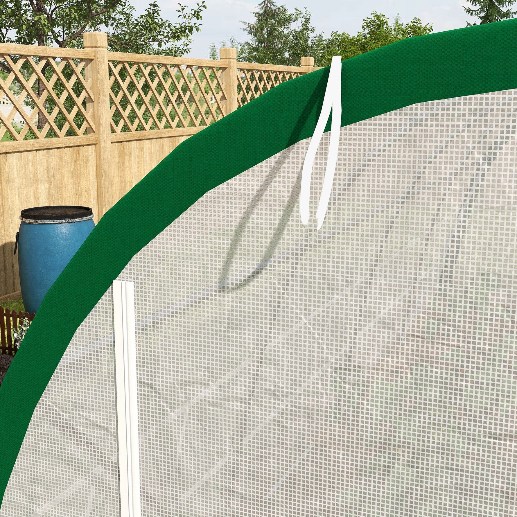 Serre de Jardin Tunnel 18 m² dim. 6L x 3l x 2H m - 8 fenêtres, Porte zippée Enroulable, Acier galvanisé, bâche PE, Blanc