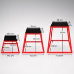 Boîte Entraînement Pliométrique Trapézoïdale en Acier, 3 Plateformes de Saut Antidérapantes 30,5/45,8/61 cm, Rouge