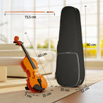 Violon 4/4 ensemble de violon en bois massif pour adultes et débutants avec étui léger et portable 60 x 21 cm marron